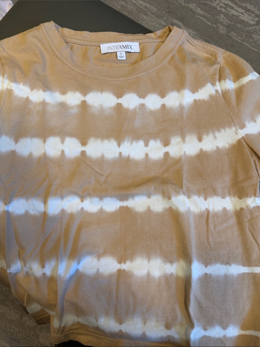 INTERMIX Kids Tan and White Tie-Dye Short Sleeve Tee